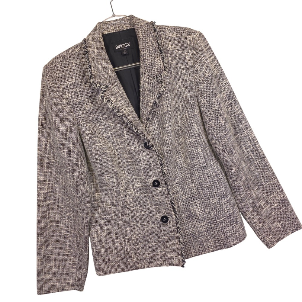 Briggs New York Blazer Womens 16 Gray Textured Tailored Vintage Office Workwear - Picture 13 of 16